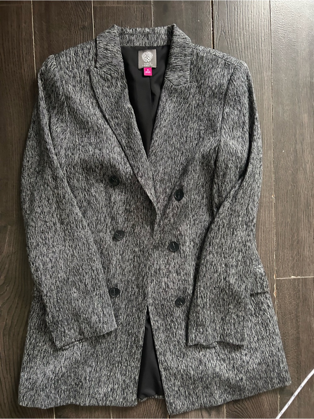 Vince Camuto Gray Double-Breasted Knit Blazer 10